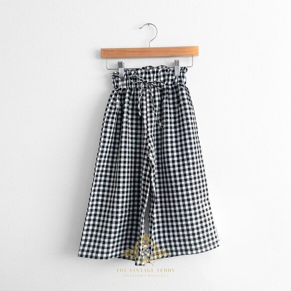 Other - NWT Pretty Little Girls Wide Leg Pants Relaxed Fit Casual Gingham Black&White 6Y
